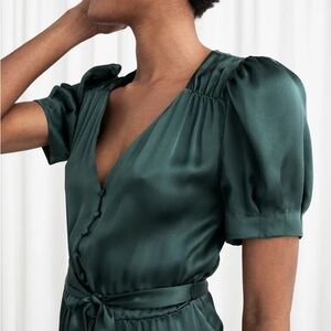 Puff Sleeve Silk Jumpsuit